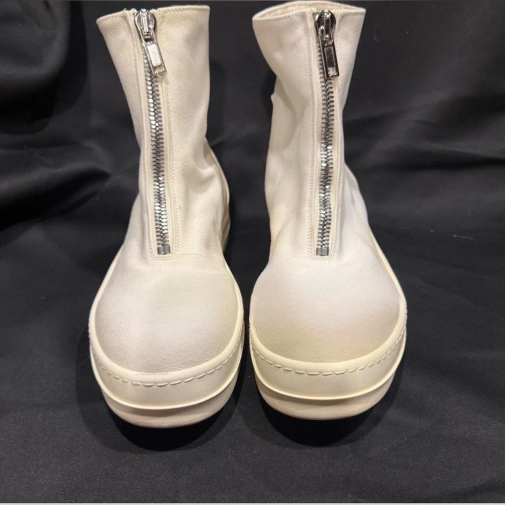 Rick Owen’s DRKSHDW White Leather Zipper Ramones|EU 38 which is US 7.5-8 women’s